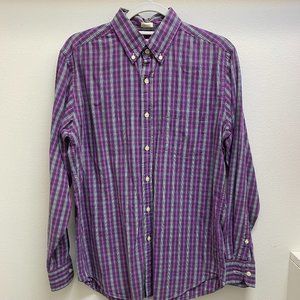 Lightweight J. Crew casual cotton long sleeved shirt in pink/blue plaid. Medium